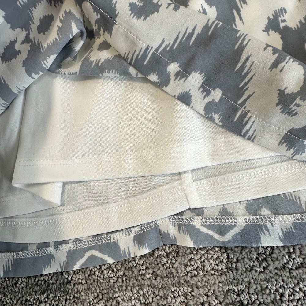 Lulus Women Size L Grey White Ikat Print Short Sleeve Shift Dress - Picture 3 of 5